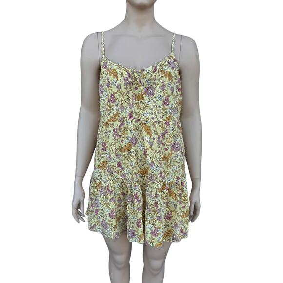 Old Navy Dresses & Skirts - Old Navy XL Yellow Floral Cami Mini Dress Tie Front NWT